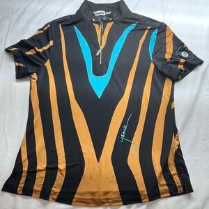 Jamie Sadock Men's Art Athletic Polo Shirt Womens Size Medium Black Orange